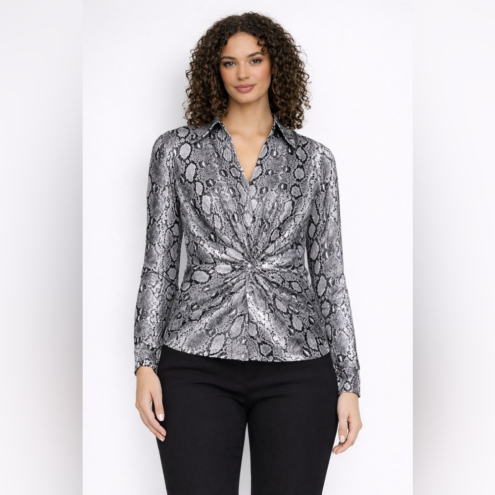 Michael Kors Silver‎ Long Sleeve Fitted Button Down Shirt​